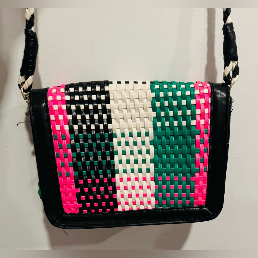 Essentiel Antwerp woven shoulder crossbody bag purse europe luxury vegan plaid